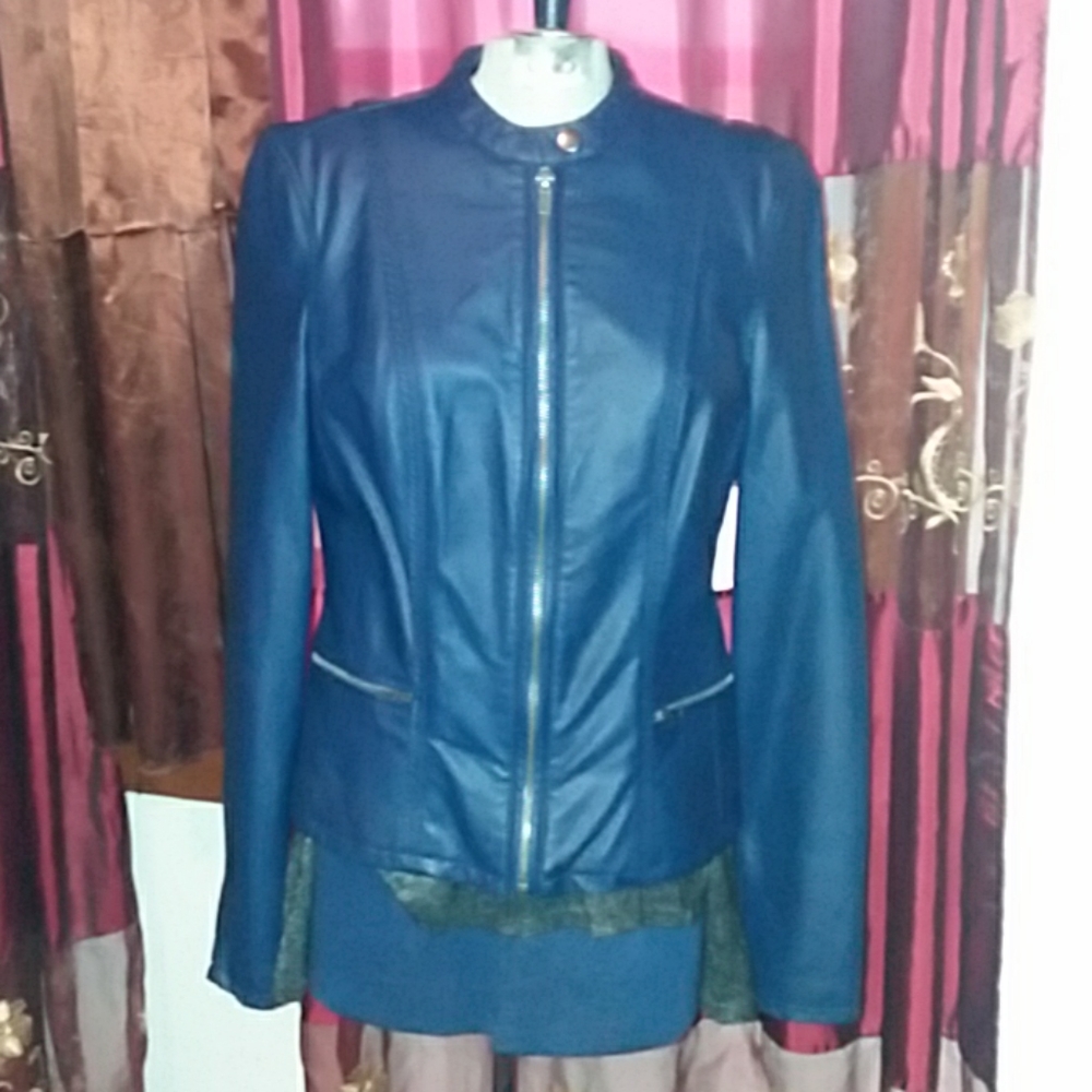 🎈 Blue Faux leather Jacket  #64